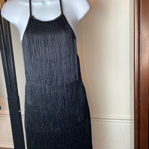 XS Black Halter Flapper Dress